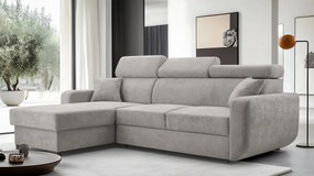 Masseno Narożnik CASTELLO z funkcją spania i pojemnikiem na pościel Narozniki L, Rozkładana sofa - Szary, VELO 633