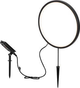 Lampa ogrodowa kolczasta czarna 60 cm z wbudowanym akumulatorem LED i panelem słonecznym IP65 - Adalind