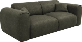 Kanapa 3-osobowa rozkładana typu express z teksturowanej tkaniny zielona khaki  – POGNIA