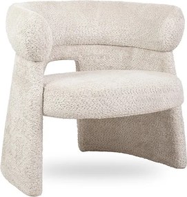 Designerski fotel do salonu Madame, beżowa tkanina szenilowa