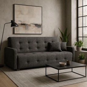 Sofa z Funkcją Spania ARIA Wersalka Rozkładana Dwuosobowa Welurowa Szara Nowoczesna do Salonu