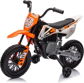 AIYAPLAY Elektryczny motocykl dla dzieci z manualną kontrolą gazu, kołami treningowymi, muzyką, Pomarańczowy