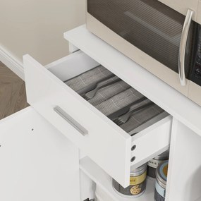 HOMCOM Szafka Kuchenna, Buffet z Szufladą, Drzwi z Cichym Zamknięciem, 80x35x180 cm, Biały