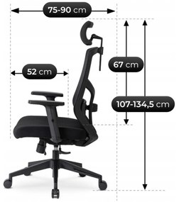 Fotel Biurowy Ergonomiczny Obrotowy BENTO Czarny Nowoczesny