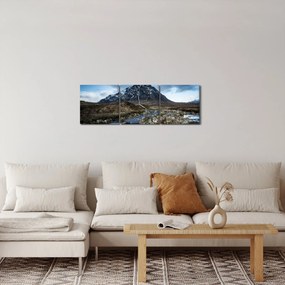 Obraz góry i rzeki (z zegarem) (90x30 cm)