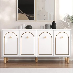 Komoda – 150 cm x 73 cm x 36 cm – Biała – Płyta wiórowa pokryta melaminą