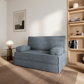 Masseno Sofa piankowa LADIA z funkcją spania, Kanapa z pianki do salonu, Bezmontażowa, Tkanina sztruksowa – Szary POSO 60