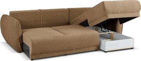 Narożnik prawy Loren z funkcją spania 255x165x91 cm – tkanina Raven 34 jasno brązowa