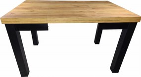 Stół prostokątny rozkładany 100x150 + 4x50cm wkładki , czarne nogi, Dąb Craft Nogi Drewniane