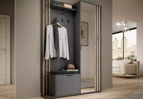 Garderoba z lustrem Belfast 131cm szafa lamele przedpokój siedzisko ławka