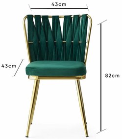 Zestaw krzeseł do jadalni Kusakli Green and Gold,4 szt.