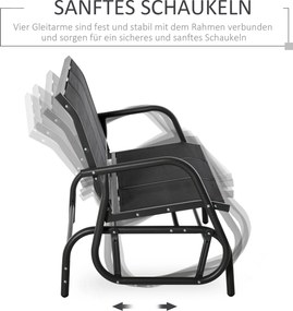 Outsunny Ławka bujana ogrodowa 3 osobowa metalowa czarna solidna konstrukcja 151x75x85 cm | Aosom PL