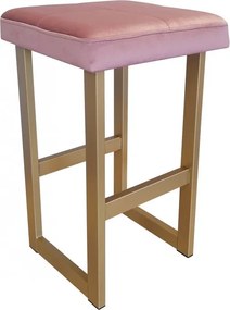 Hoker ALEX krzesło barowe tkanina Welur podstawa metalowa : Kolor Stelaża - Złoty, Kolor tkaniny - VELVET - MG58, Wysokość - 60 cm