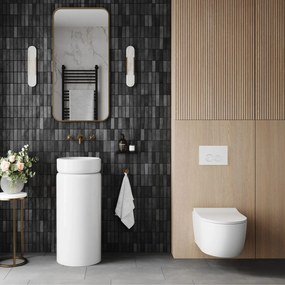 Zestaw łazienkowy z umywalką RONA, miską wc, stelażem i przyciskiem | Różne kolory : Kolor zestawu - Biały połysk, Podłączenie syfonu - Do podłogi