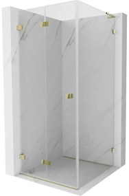 Mexen Lunar-F L kabina prysznicowa składana lewa 90 x 90 cm, transparent, złota - 836L-090-090-50-00-L