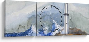 Obraz malowania latarni morskiej (z zegarem) (90x30 cm)
