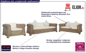 3-częściowy 6-osobowy zestaw wypoczynkowy z naturalnego rattanu - Radna 3M