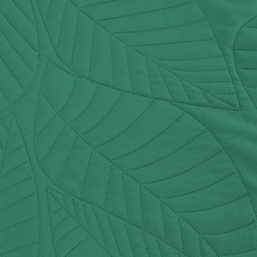 Zielona narzuta na łóżko ze wzorem LEAVES Rozmiar: 220 x 240 cm
