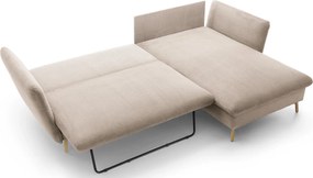 Sztruksowa kanapa narożna rozkładana cappuccino L7-F96