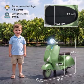 AIYAPLAY Elektryczny motocykl dla dzieci 6 V z kółkami podporowymi, akumulatorem litowym, Softstart, muzyką, USB, reflektorem, klaksonem | Aosom PL