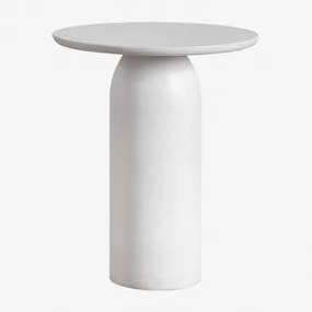 Okrągły Stolik Pomocniczy Ø45 Cm Z Cementu Layana Biała - Sklum