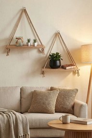 Komplet dwóch dębowych półek na linach K6-E28