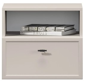 Szafka nocna wisząca Lorini z szufladą 45 cm - kaszmir / czarny uchwyt T-bar