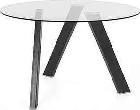 Stały stół Rondò ze szkła hartowanego i nogami w kolorze antracytowym