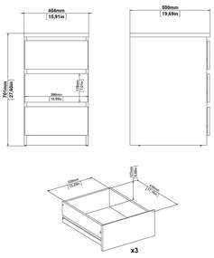 Komoda w dekorze dębu w naturalnym kolorze 40x70x50 cm Naia – Tvilum