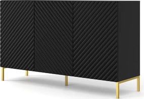 Komoda glamour 150 cm czarny mat + złote nóżki F0-A72