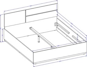 Łóżko CROSS 180x200 dąb wotan/czarne HELVETIA