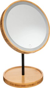 Lusterko kosmetyczne LED, okrągłe, bambus