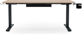 Biurko elektryczne z regulacją wysokości ergonomiczne antracytowe/dąb sonoma,1400x700 mm: ARIA
