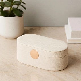 Szkatułka na biżuterię GLINT z lusterkiem w białym kolorze, 25 cm