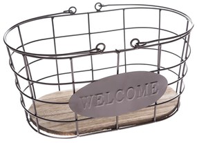 Metalowy koszyk owalny Welcome, 30 x 15 x 18 cm