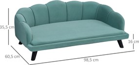 PawHut Sofa dla psa z oparciem sofa dla zwierząt domowych legowisko dla psa z miękkim obiciem sofa dla kota kolor zielony