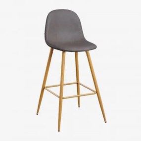 Zestaw 4 Wysokich Stołków Z Imitacji Skóry Glamm Gris Antracita & ↑75 Cm & Drewno Naturalne - Sklum