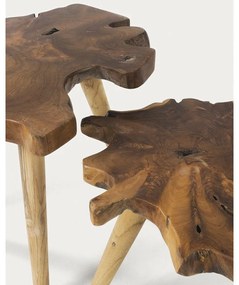 Stoliki zestaw z litego drewna tekowego 2 szt. 50x60 cm Hattie – Kave Home