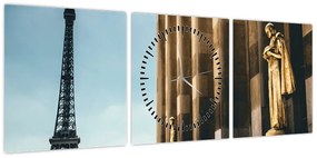 Obraz z placu Trocadero, Paryż (z zegarem) (90x30 cm)