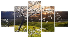 Obraz - Kwitnące drzewo w krajobrazie (125x70 cm)