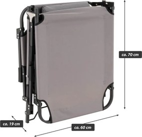 Składana leżanka, szara, poliester, wymiary: 182 x 60 x 30cm