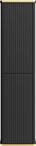 Wisząca prążkowana kolumna łazienkowa ze złotą lamówką - Czarna - W140 cm - KELIZA