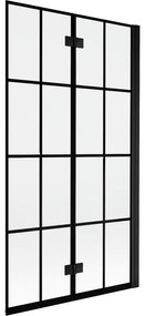 Mexen Mist parawan nawannowy 2-skrzydłowy prawy 100 x 150 cm, czarna kratka, czarny - 8A9-100-002-70-77-P