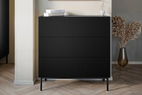 Komoda z szufladami Nicole 100 cm - czarny mat / czarne nóżki