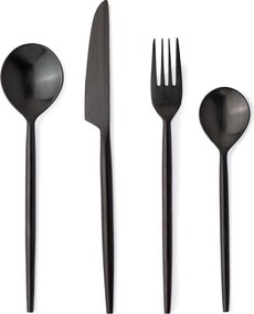 Czarne sztućce 16 szt. ze stali nierdzewnej dla 4 osób Bronte – Bizzotto
