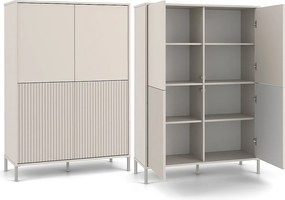 KAMARO Witryna 4D Slim  | Kaszmir |  103,5x40x147,5 cm | 4 Drzwi Gładkie/Ryflowane