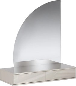 Toaletka wisząca z lustrem i oświetleniem LED - 2 szuflady - Beżowy mat - JINEZA