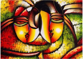 Obraz - Obraz olejny, abstrakcyjne twarze (70x50 cm)