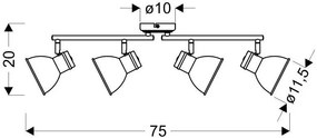 Czteropunktowa lampa sufitowa - M113-Lorder