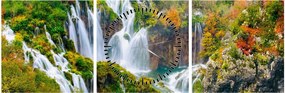 Obraz - Park Narodowy Jezior Plitwickich (z zegarem) (90x30 cm)